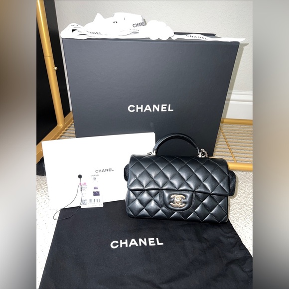 SOLD 22A Chanel Mini Rectangular Flap Bag with Top Handle - Picture 1 of 14